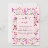 Invitation Fête des mariées papillon rose floral (Devant)