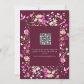 Invitation Fête des mariées papillon rose floral (Dos)