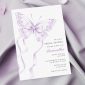 Invitation Fête des mariées papillon violet élégant
