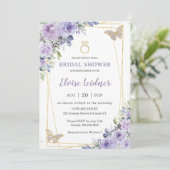 Invitation Fête des mariées Papillons floraux Lilac Bague (Debout devant)