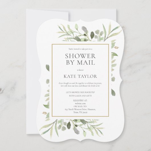 Invitation Fête des mariées Par Courrier Végétation Longue Di (Devant)