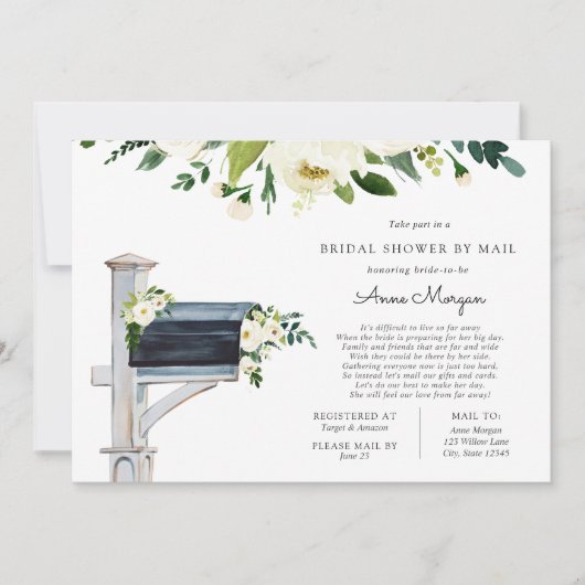 Invitation Fête des mariées par Fleurs blanches de courrier d (Devant)