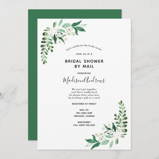 Invitation Fête des mariées par Mail Greenery (Devant / Derrière)