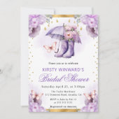 Invitation Fête des mariées parapluie de printemps violet et  (Devant)