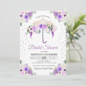 Invitation Fête des mariées parapluie florale de printemps po (Debout devant)