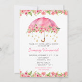 Invitation Fête des mariées parapluie rose (Devant)