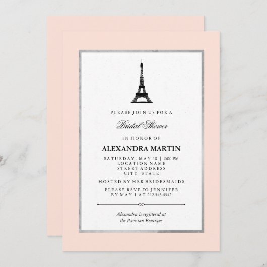 Invitation Fête des mariées Paris Elegance (Devant / Derrière)