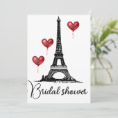 Invitation Fête des mariées Paris, Tour Eiffel, Ballons rouge (Debout devant)