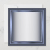 Invitation Fête des mariées Partie Marine bleu Floral Silver  (Dos)