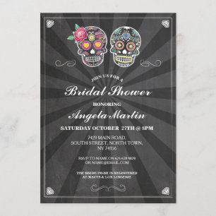 Invitation Fête des mariées Partie Sugar Skull Halloween Invi