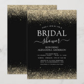 Invitation Fête des mariées Parties scintillant Black Gold Gi (Devant / Derrière)