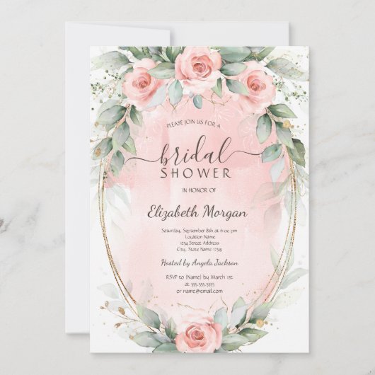 Invitation Fête des mariées Parties scintillant de cadre or C (Devant)