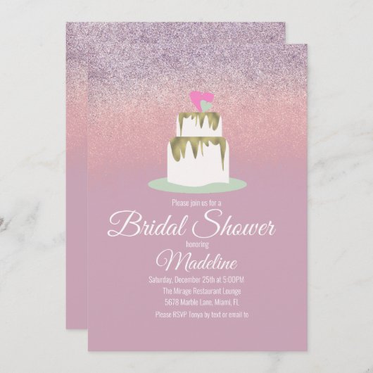 Invitation Fête des mariées parties scintillant Foil Mariage (Devant / Derrière)