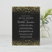 Invitation Fête des mariées Parties scintillant Gold Black Gl (Debout devant)