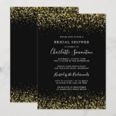 Invitation Fête des mariées Parties scintillant Gold Black Gl (Devant / Derrière)