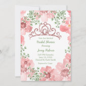 Invitation Fête des mariées Parties scintillant rose Couronne (Devant)