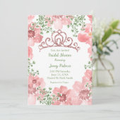 Invitation Fête des mariées Parties scintillant rose Couronne (Debout devant)