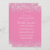 Invitation Fête des mariées Parties scintillant Silver Pink G (Devant / Derrière)