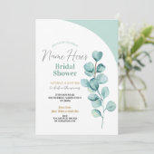 Invitation Fête des mariées Party Eucalyptus Green Feuilles M (Debout devant)