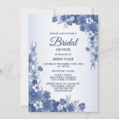 Invitation Fête des mariées Party Floral Bleu Gris Rustique (Devant)