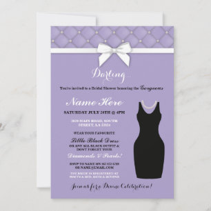 Invitation Fête des mariées Party Lilac Black Dress Pearl Inv