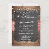 Invitation Fête des mariées Party Rustic Burlap Red Wood Invi (Devant)