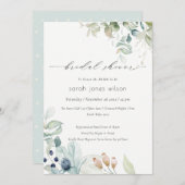 Invitation Fête des mariées Pastel Blue Green Foli (Devant / Derrière)