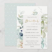 Invitation Fête des mariées Pastel Blue Green Foli (Devant / Derrière)