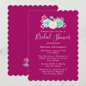 Invitation Fête des mariées Pastel Pink & Green Floral Bouque (Devant / Derrière)