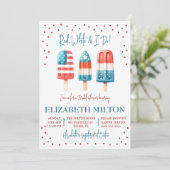 Invitation Fête des mariées Patriotique Popsicle Rouge, Blanc (Debout devant)