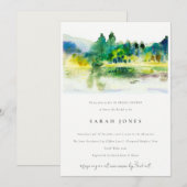Invitation Fête des mariées paysagère de la rivière Country M (Devant / Derrière)