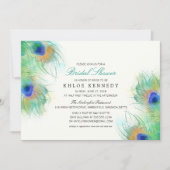 Invitation Fête des mariées Peacock Aquarelle turquoise (Devant)