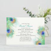 Invitation Fête des mariées Peacock Aquarelle turquoise (Debout devant)