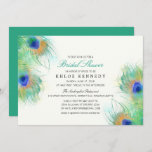 Invitation Fête des mariées Peacock Aquarelle turquoise<br><div class="desc">DE LA COULEUR DE L'EAU PEACOCK MARIAGE COLLECTION : Un mariage à thème populaire est la plume de paon. Belles aquarelles lumineuses aux couleurs turquoise, orange et bleu avec arrière - plan blanc. Une couleur TURQUOISE au dos de l'invitation. Pour toute question sur les changements de conception personnalisés par le...</div>