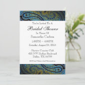 Invitation Fête des mariées Peacock Blue Paisley (Debout devant)