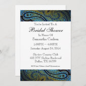 Invitation Fête des mariées Peacock Blue Paisley (Devant / Derrière)