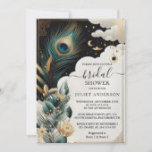 Invitation Fête des mariées Peacock Russe asiatique Sky Cloud (Devant)