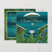 Invitation Fête des mariées Peacock turquoise (Devant / Derrière)