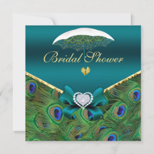 Invitation Fête des mariées Peacock turquoise