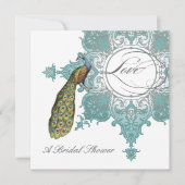 Invitation Fête des mariées Peacock Vintage moderne (Devant)