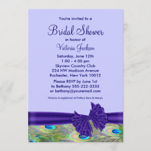 Invitation Fête des mariées Peacock violet