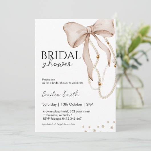 Invitation Fête des mariées Pearl Bow (Debout devant)
