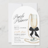 Invitation Fête des mariées Pearl & Prosecco Black Bow (Devant)