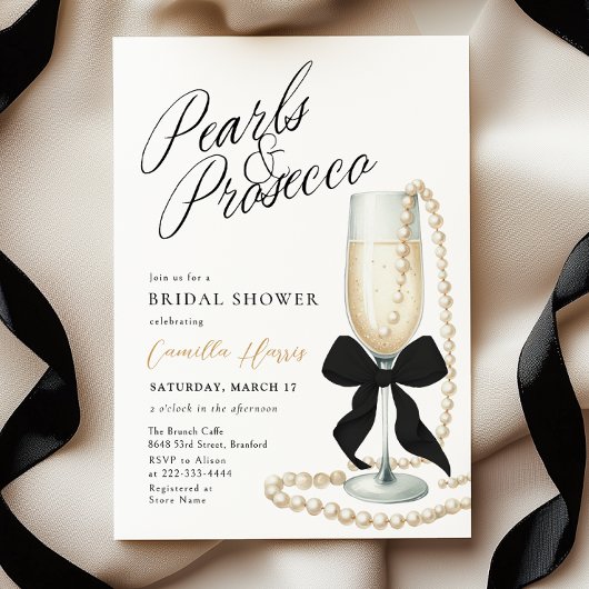 Invitation Fête des mariées Pearl & Prosecco Black Bow