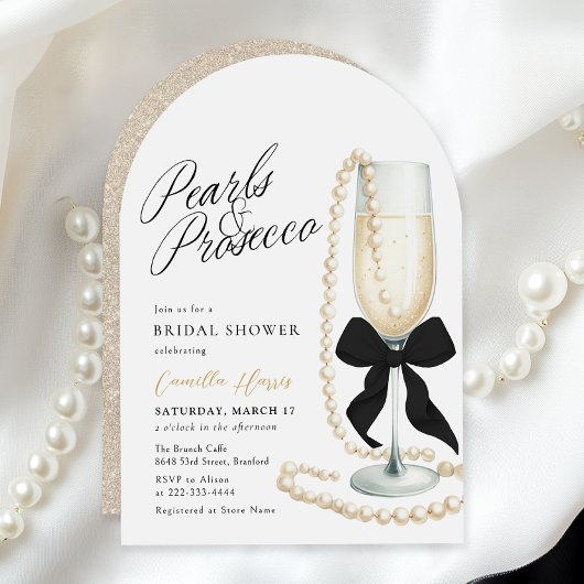 Invitation Fête des mariées Pearl & Prosecco Black Bow