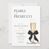 Invitation Fête des mariées Pearl & Prosecco Black Bow (Devant)