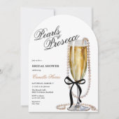 Invitation Fête des mariées Pearl & Prosecco Black Bow (Devant)