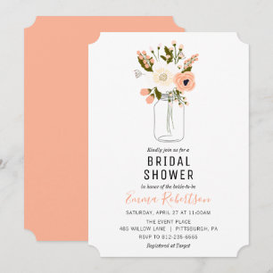 Invitation Fête des mariées Pêche Bouquet de douche invitatio