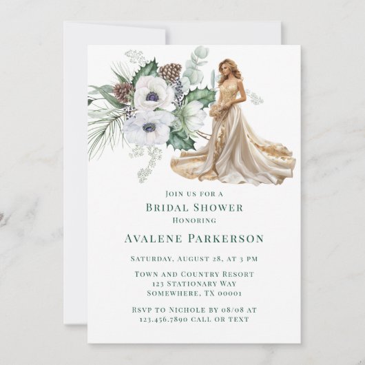 Invitation Fête des mariées peinte à la main par l'anémone d' (Devant)