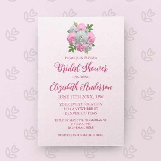 Invitation Fête des mariées Peony Bouquet